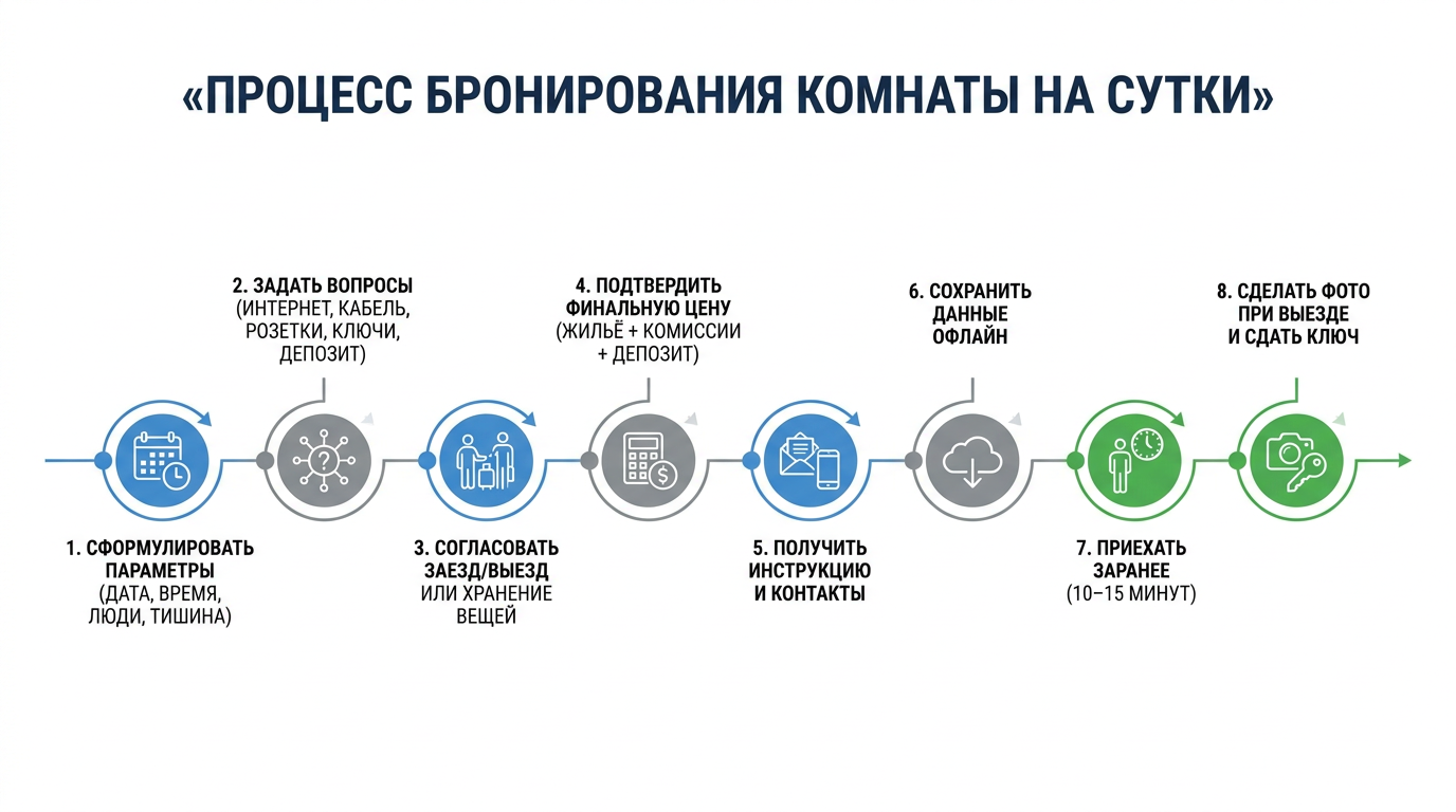 Процесс бронирования комнаты